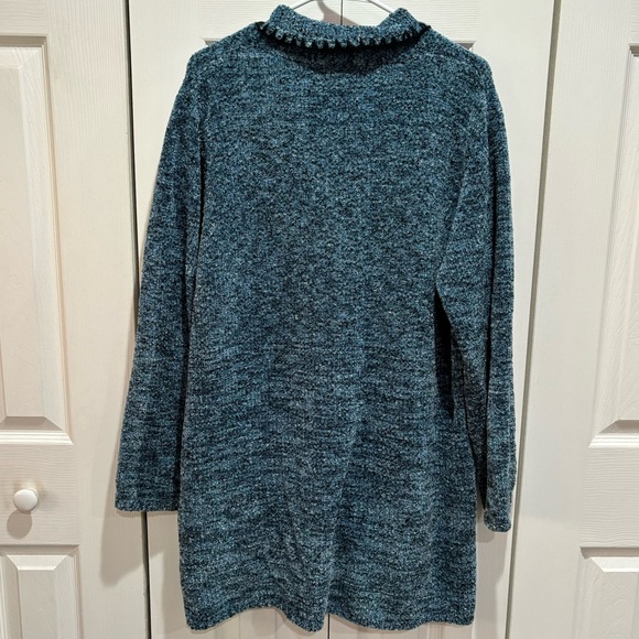 DENIM&CO Women’s Long Warm Knit Button Down Cardigan w/ Pockets - blue, size M - Picture 6 of 7